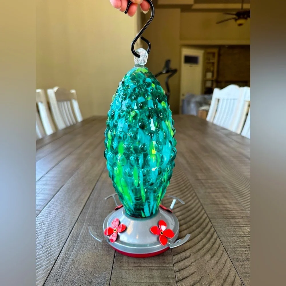 Hummingbird Feeder Handcrafted - Handblown Glass (NWOT)
